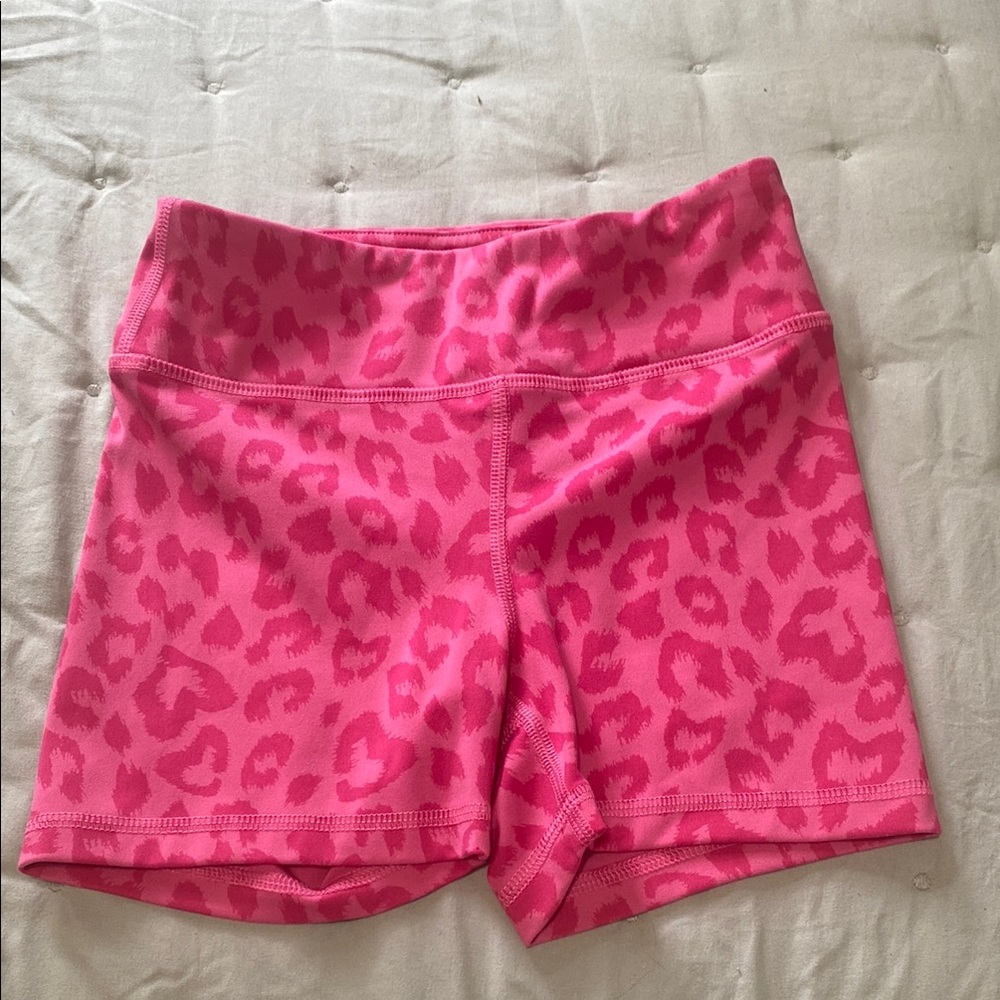 90 Degree By Reflex Pink Bike Shorts Leopard Print